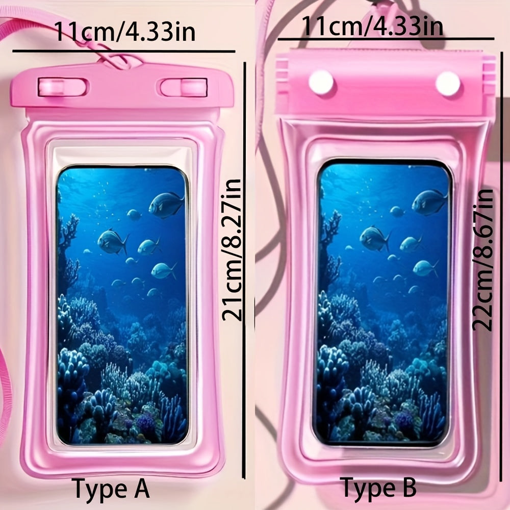 1PSC/2pcs new four-color optional summer waterproof mobile phone bag air hemming thickened mobile phone case waterproof bag, waterproof mobile phone case universal mobile phone of various sizes, suitable for beach cruise trav