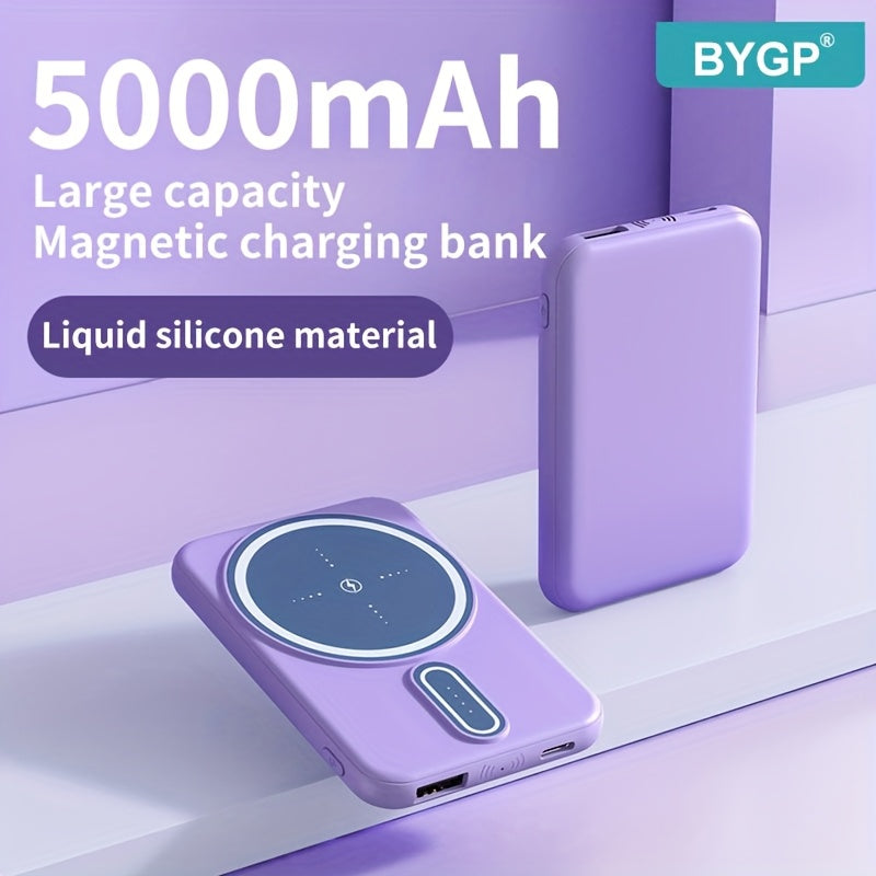 New 5000mAh Magnetic Wireless Power Bank for Apple 15 Pro / 14 Max / 13 / 12 Android Phones with LED Power Display, Portable Charger for Outdoor Travel Emergency Backup Mobile Power Supply, Gift