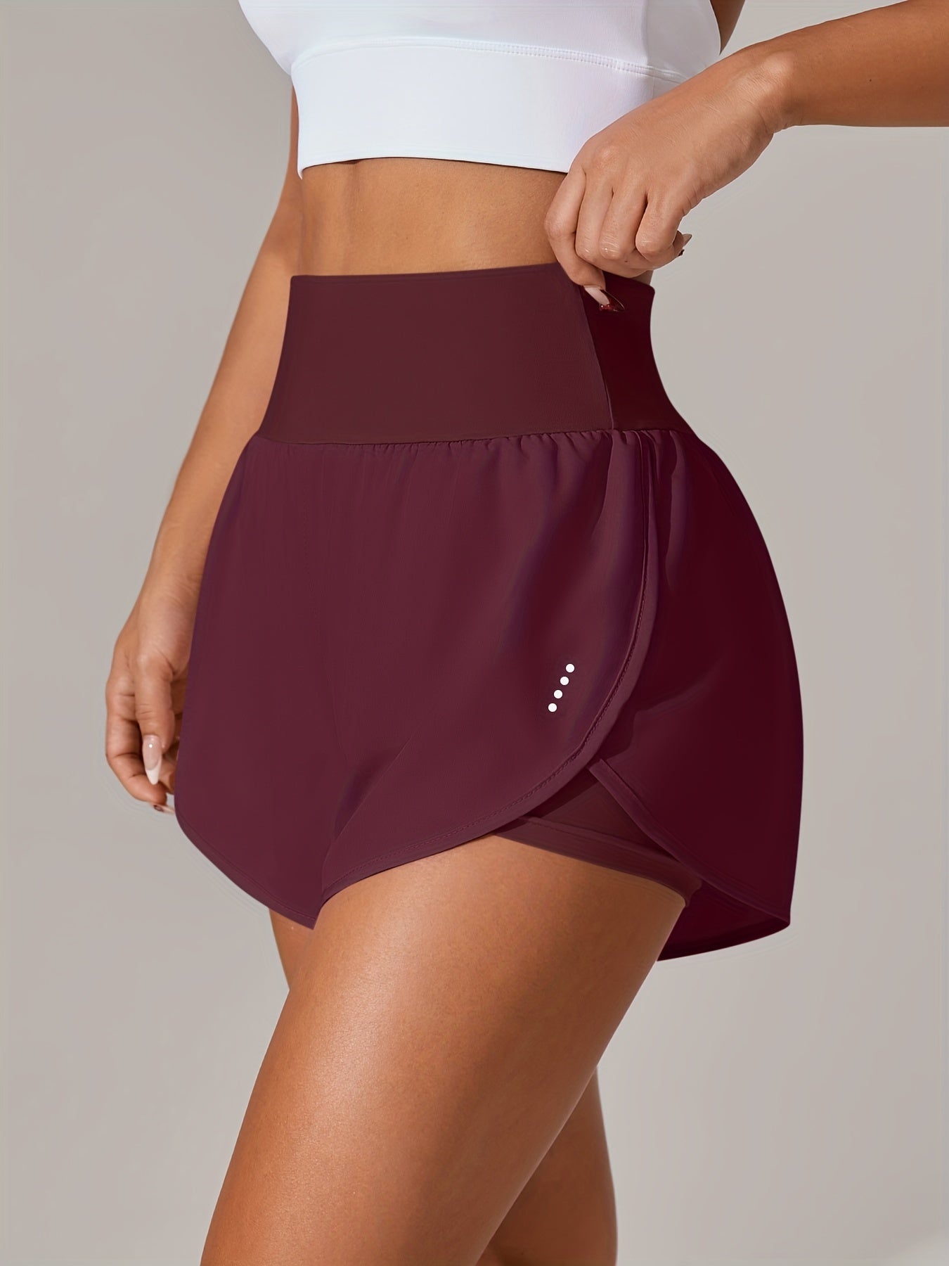 Light Blue High-Waisted Yoga Shorts with Ruffles