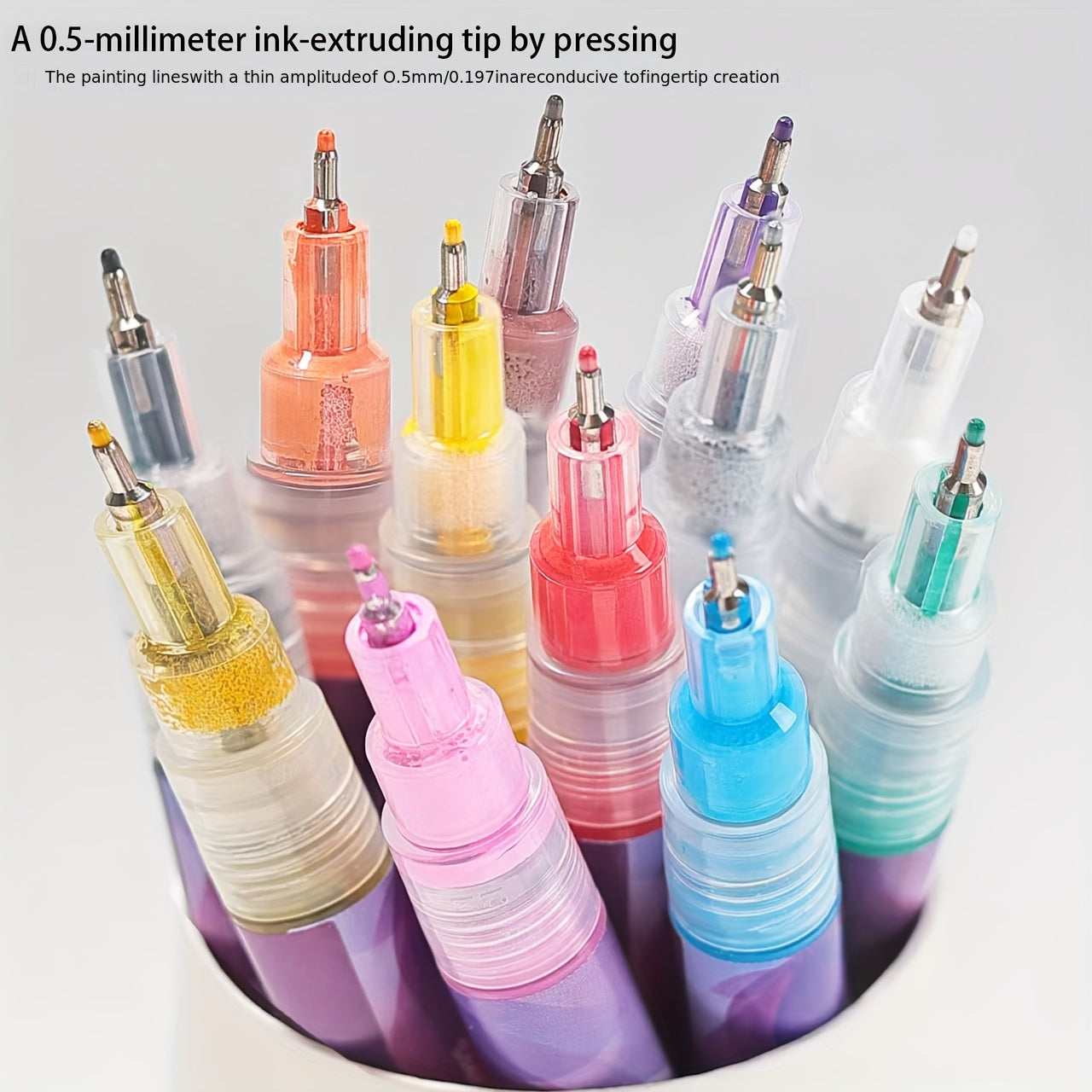 12 Colors 0.5mm 3D Nail Polish Pen + 24 Reusable Stencil Stickers Set Nail Art Pen Set.