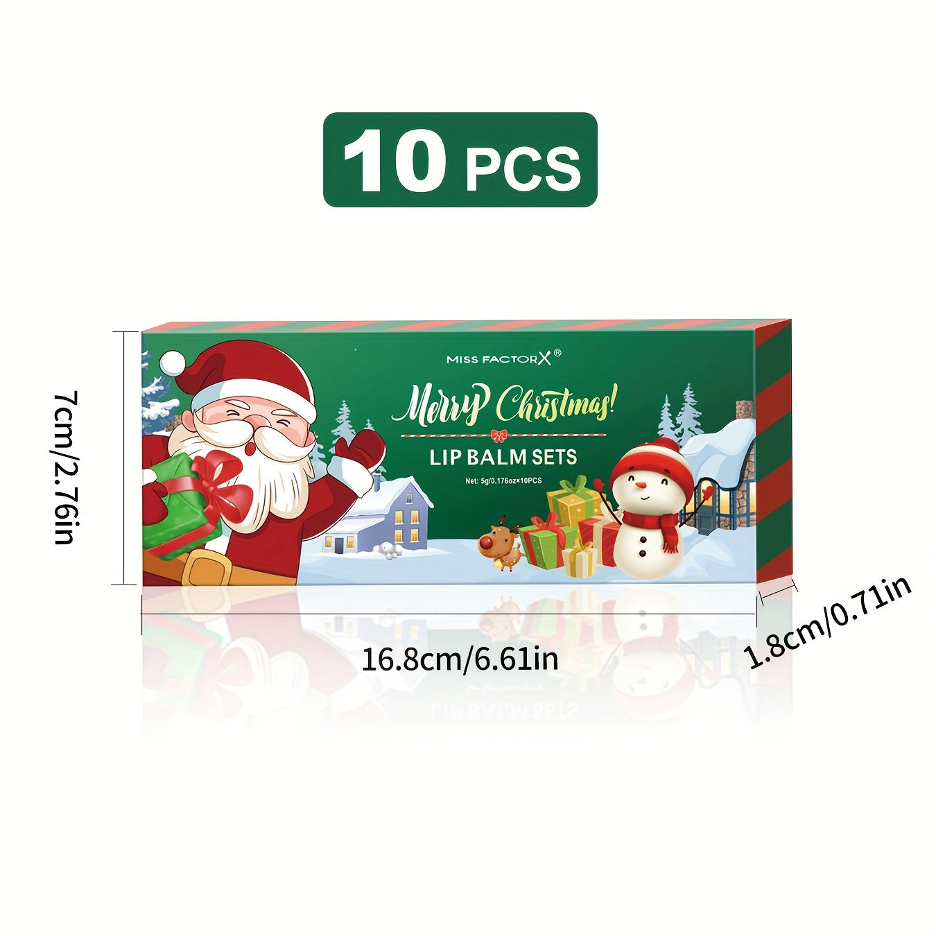 Gift Set 10pcs/Box Deep Hydration Long-Lasting Moisturizing Lip Balm Set Smooth Lips Christmas Theme Gift.