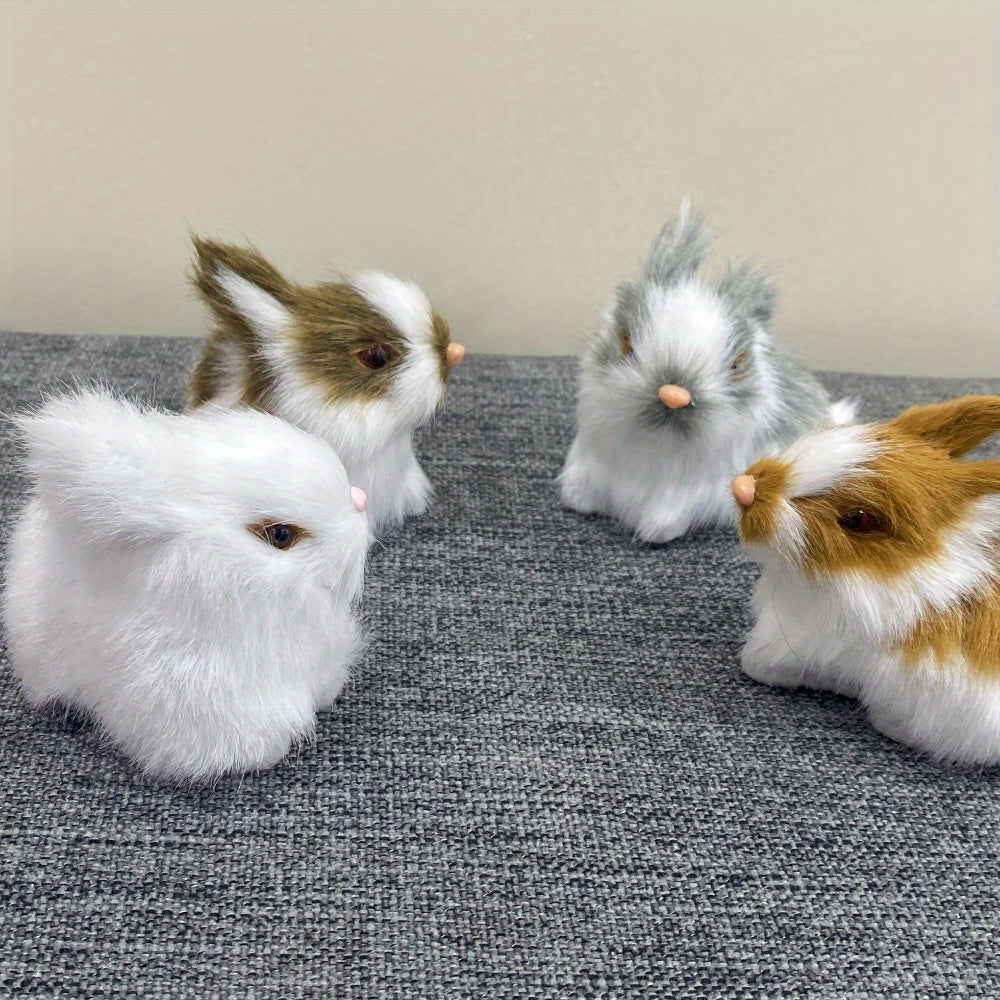 4pcs Handmade Easter Bunny Statue-Multi-Functional Holiday Decoration Suitable for Home and Bookshelf Display, Non-Electric, Less Feather, Suitable for Christmas, Halloween, Hankka, Thanksgiving, Anime Theme Decoration
