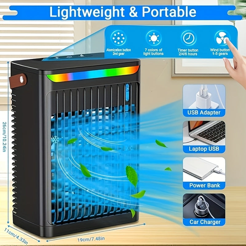 Ultra-Large Portable USB Bladeless Fan | Large Capacity Battery, Standable and Wall-Mounted Options, LED Display for Power and Speed with Lighting, Ideal for Travel, Outdoor Activities, and Office Use