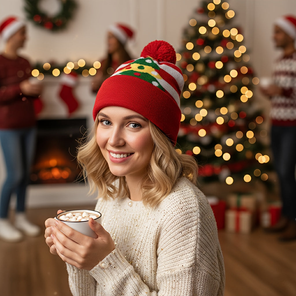 1pc Cartoon Jacquard Double-Layer Knitted Hat