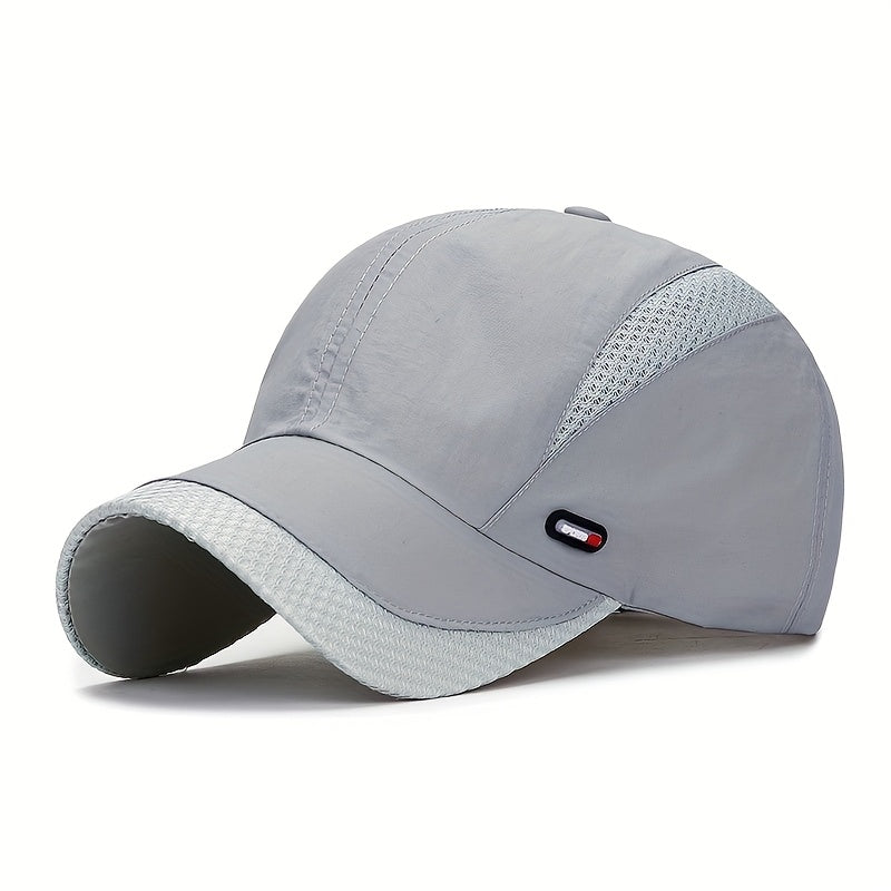 Men'S Breathable Mesh Baseball Cap - Black, Lightweight, Quick-Dry Polyester, Fashionable Outdoor Sports Hat with Adjustable Snap Closure, Multiple Color Options, Sports Cap|Fashionable Cap|Adjustable Closure