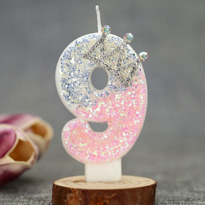 3D Princess Cake Topper Candle, Single Pack Glitter Number Birthday - Paraffin Wax, Single-Wick, Irregular Shape - for Party Decoration Supplies