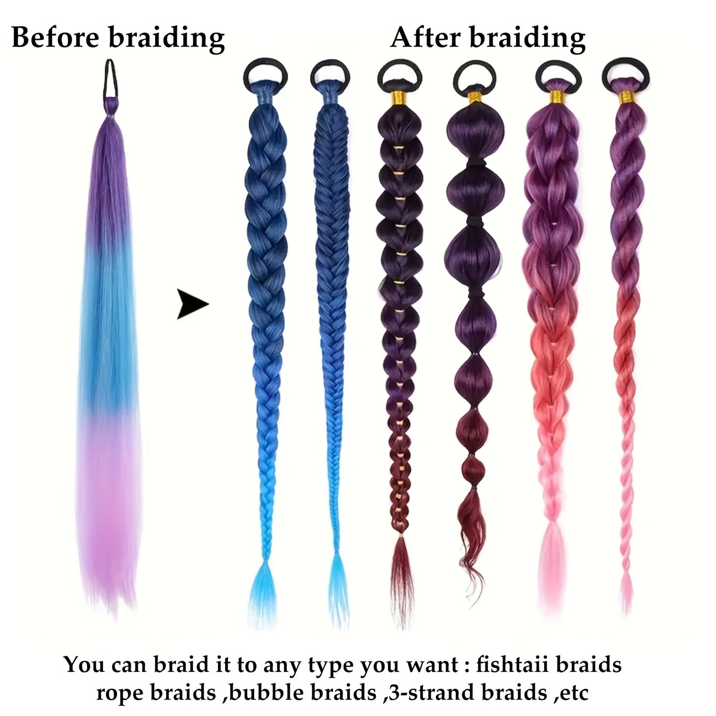 Vibrant Rainbow Gradient Hair Extensions for Women .
