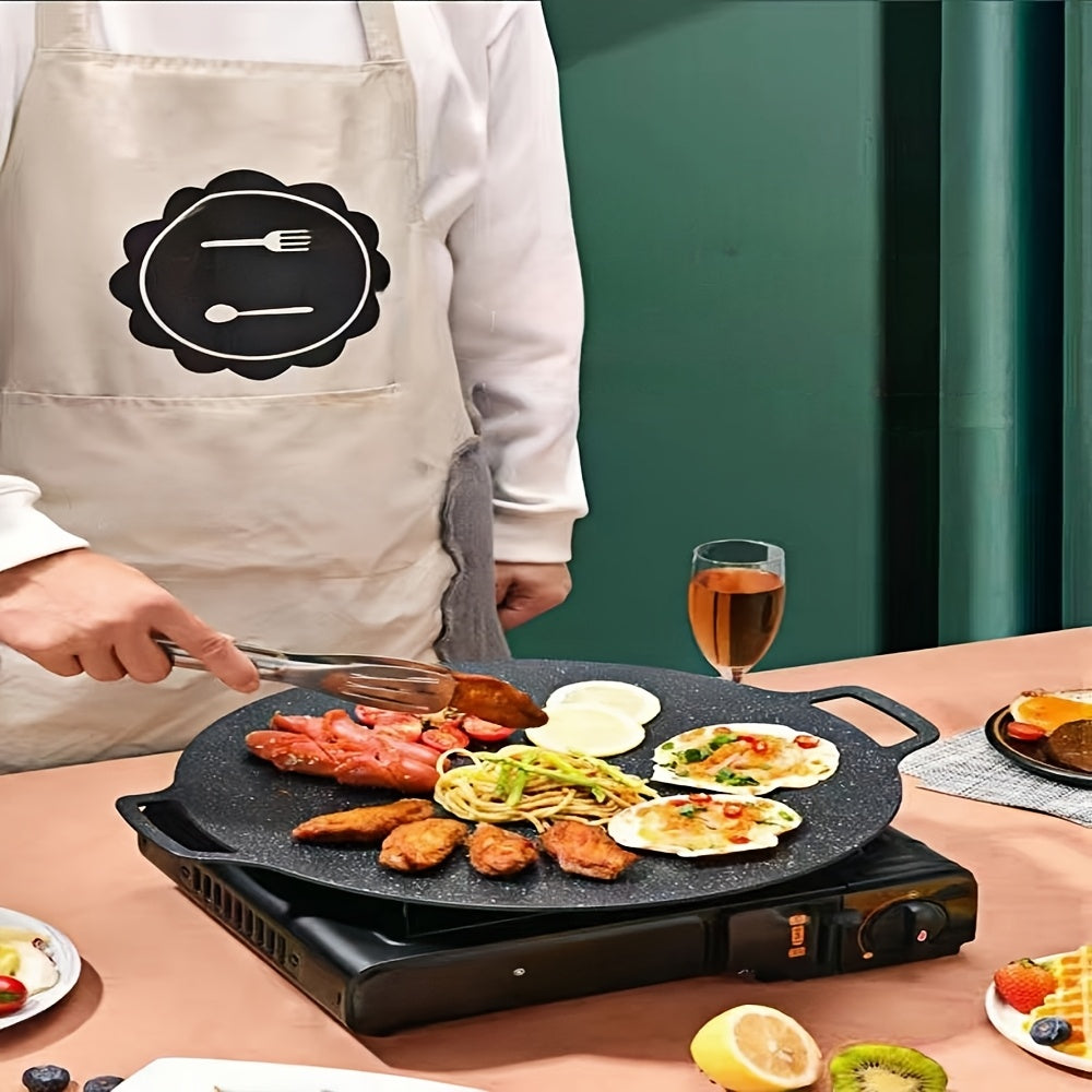 3pcs Thickened Non-stick Korean BBQ Grill 28cm/11.02in, 30cm/11.81in, 32cm/12.59in - Cast Iron Griddle for Home and Outdoor Use
