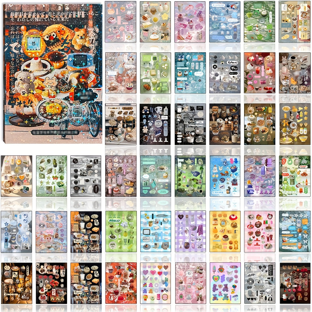 45 Retro Japanese Cute Sticker Books - Sparkling Memories Collection, DIY Scrapbook & Craft Accessories for Photo Albums, Journals, Phone Cases, Water Bottles, Laptops, Guitars, Skateboards & Luggage, Scrapbook Stickers
