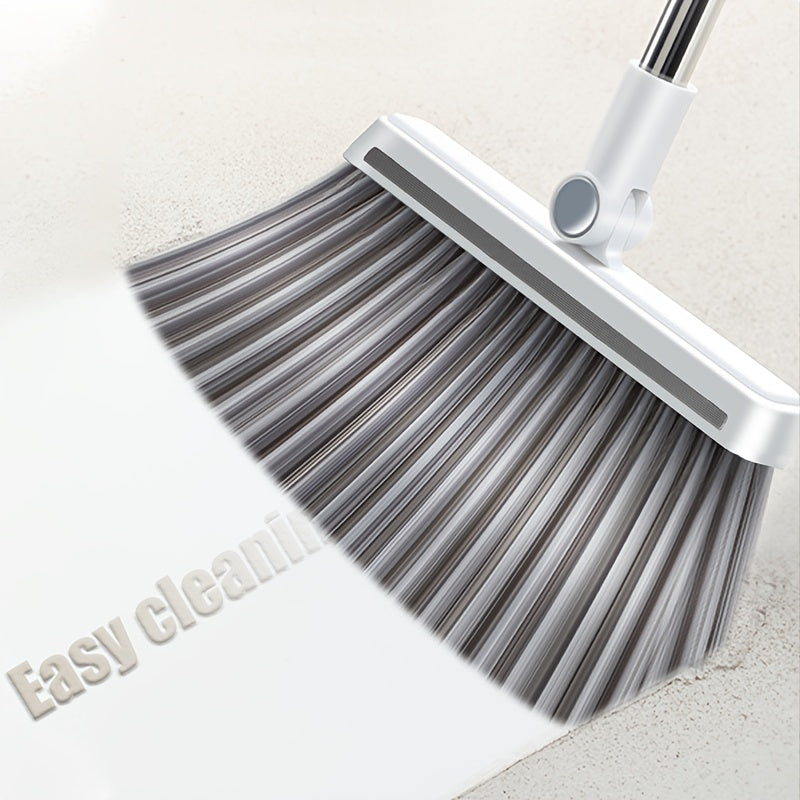 3-in-1 Combo Set with Stainless Steel Handle - Heavy-Duty Indoor/Outdoor Broom and Dustpan, Ideal for Home, Office, School, Dorm, Bedroom, Living Room, Kitchen Cleaning, 180cm/71inch User Comfort, Office Cleaning Essentials|M