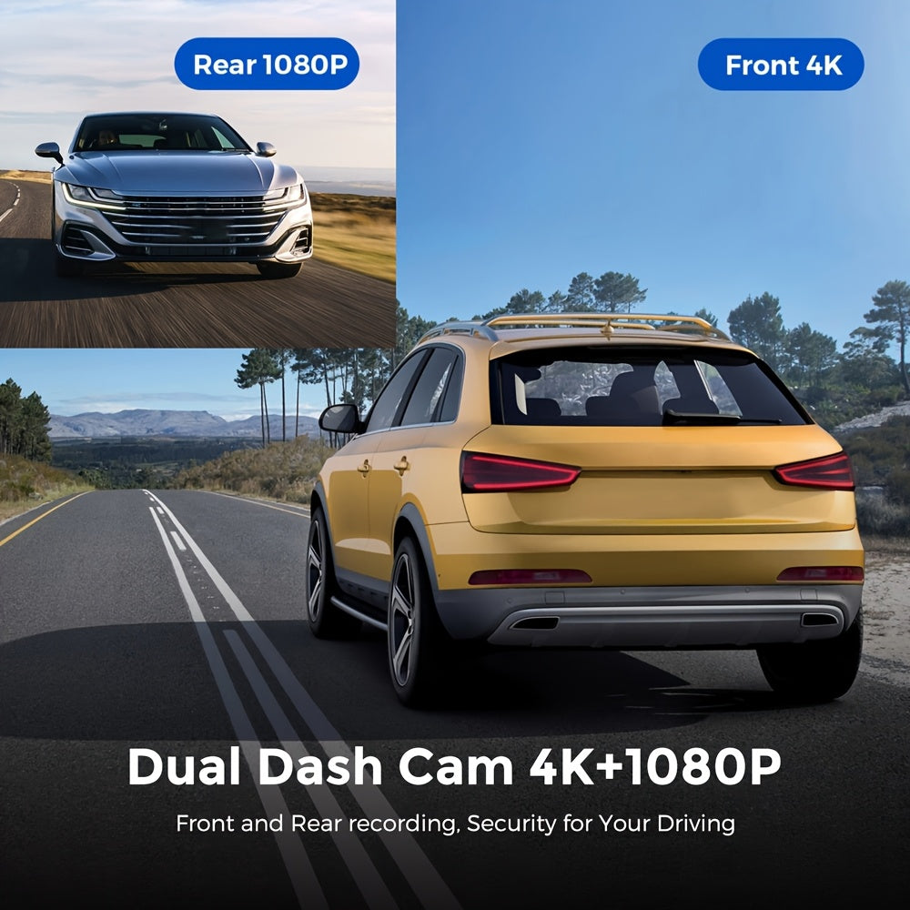 Mini 4K Dash Cam, Dual Lens, WiFi, 64GB