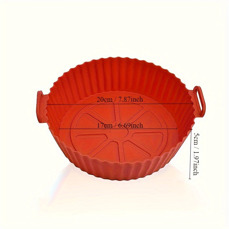 1pc Multicolor Silicone Fryer Pan Household Kitchen Heat Resistant Fryer Pan Baking Pan Food Grade Recyclable Bowl Baking Sticky Mat Thickened Silicone Fryer Pan
