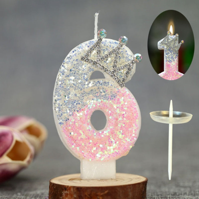 3D Princess Cake Topper Candle, Single Pack Glitter Number Birthday - Paraffin Wax, Single-Wick, Irregular Shape - for Party Decoration Supplies