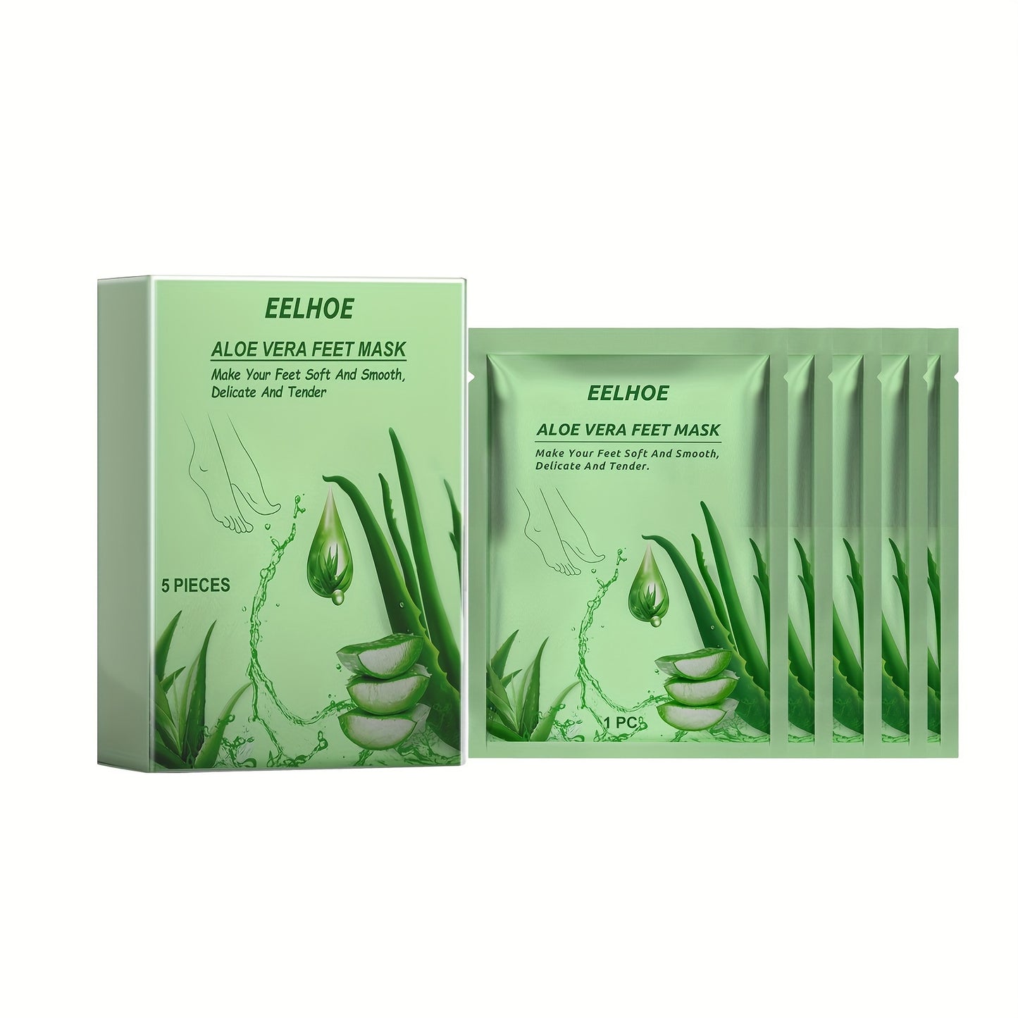 5pcs Hydrating & Moisturizing Exfoliating Foot Mask with Aloe Vera.