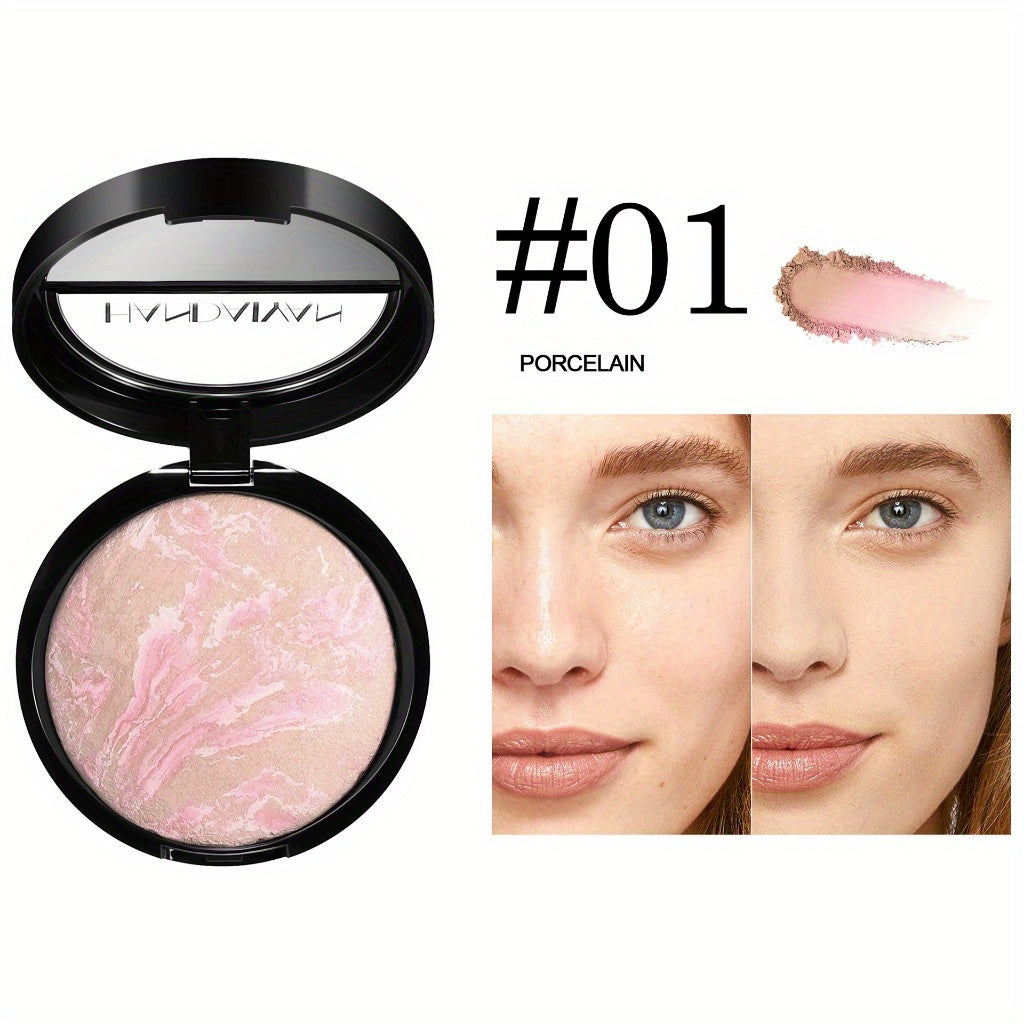 Marble Baked Powder Contour Palette - Nose Shadow, Blush, Highlighter, Long-Lasting Lightweight Foundation, Perfect for All Skin Types, Natural Finish, All-in-One Makeup Kit,