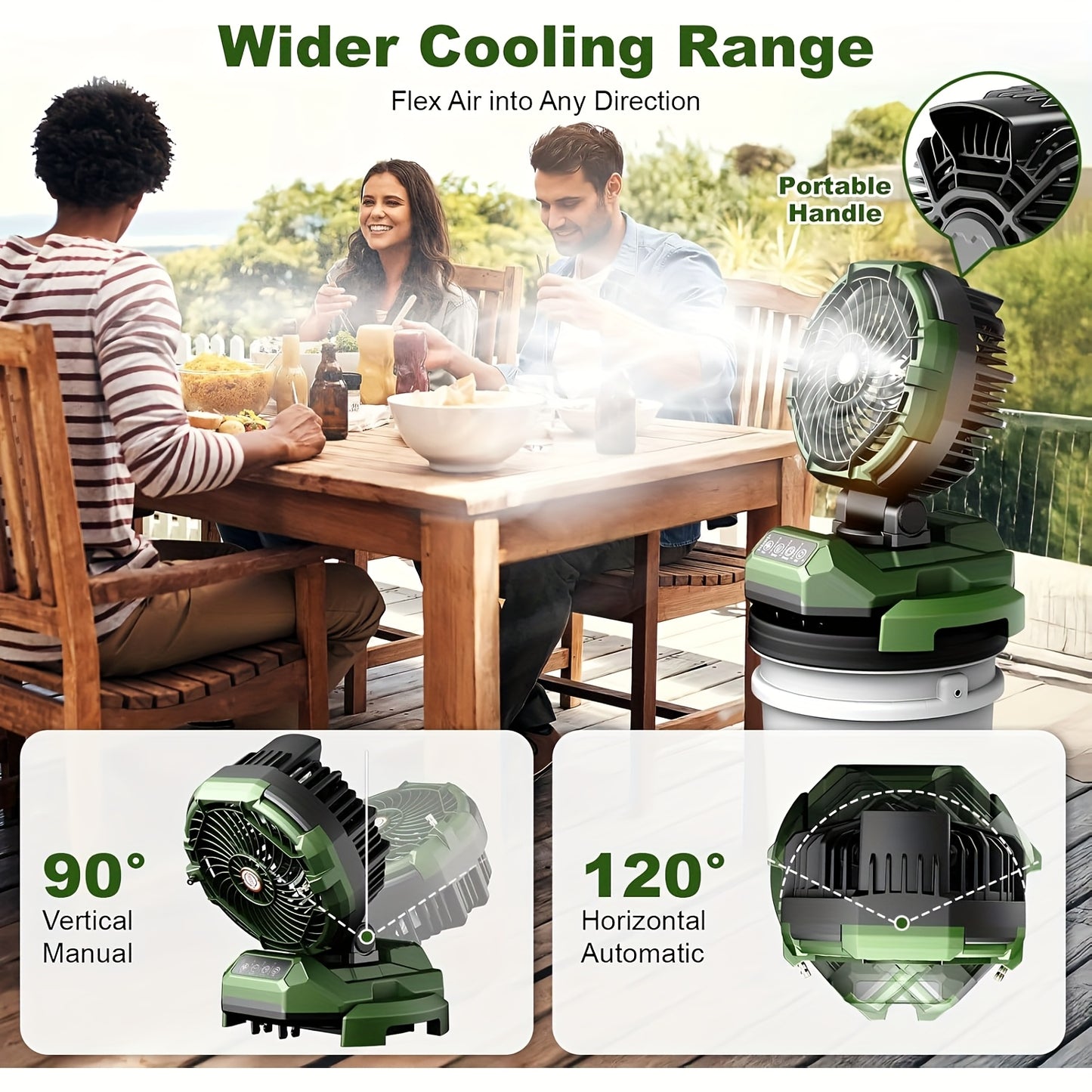 Rechargeable Misting Fan – Tent, Camping, Outdoor Cooling