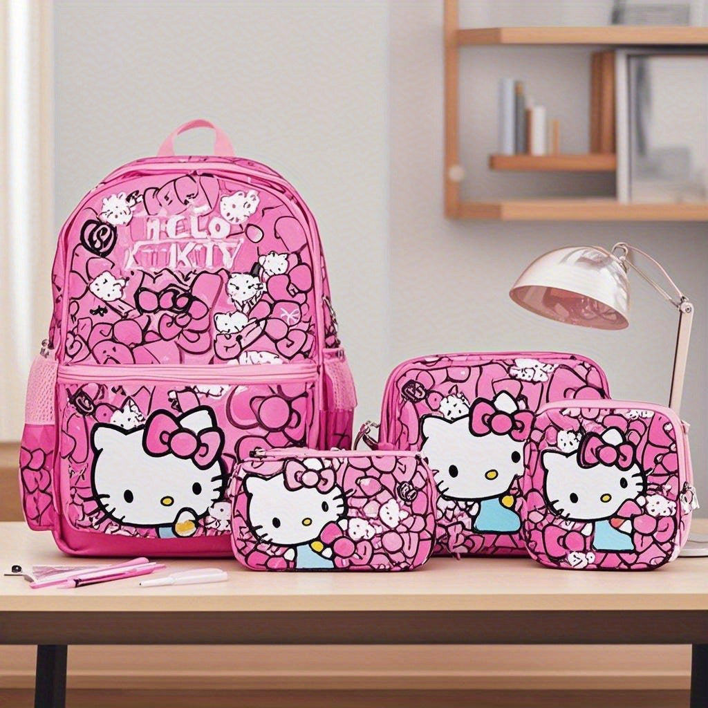 4pcs Sanrio Hello Kitty Backpack Set - Durable Nylon