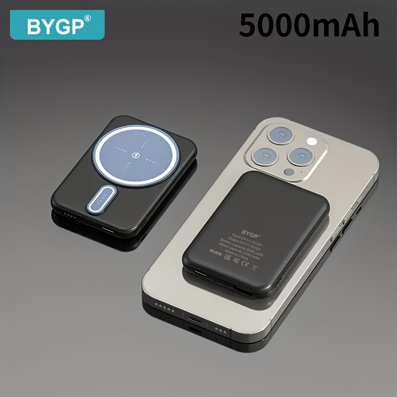 New 5000mAh Magnetic Wireless Power Bank for Apple 15 Pro / 14 Max / 13 / 12 Android Phones with LED Power Display, Portable Charger for Outdoor Travel Emergency Backup Mobile Power Supply, Gift