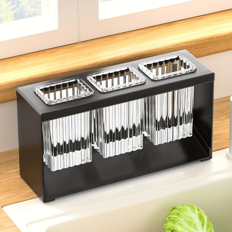 1pc Multifunctional Kitchen Utensil Organizer with Drainboard - Plastic Tableware Storage Holder for Knives, Forks, Spoons, and Chopsticks - Countertop Utensil Rack with Built-in Drainage for Home and Restaurant Use