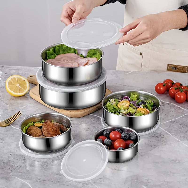 5pcs Stainless Steel Sealed Storage Box Set with Lids - Durable, BPA-Free, Leak-Proof Containers for Food Storage, Perfect for Home, Hotel, RV Use, Outdoor Essentials | Sleek Stainless Finish | Durable Construction, Food Stor