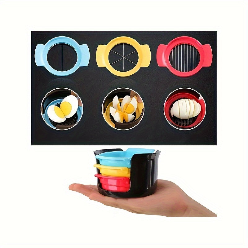 3-In-1 Stainless Steel Egg Slicer and Cutter, Perfect, Durable - 1 Set for Slicing, Cutting, and Shredding Eggs, Fruits, and Vegetables, Kitchen Tools and Supplies for Restaurant Use