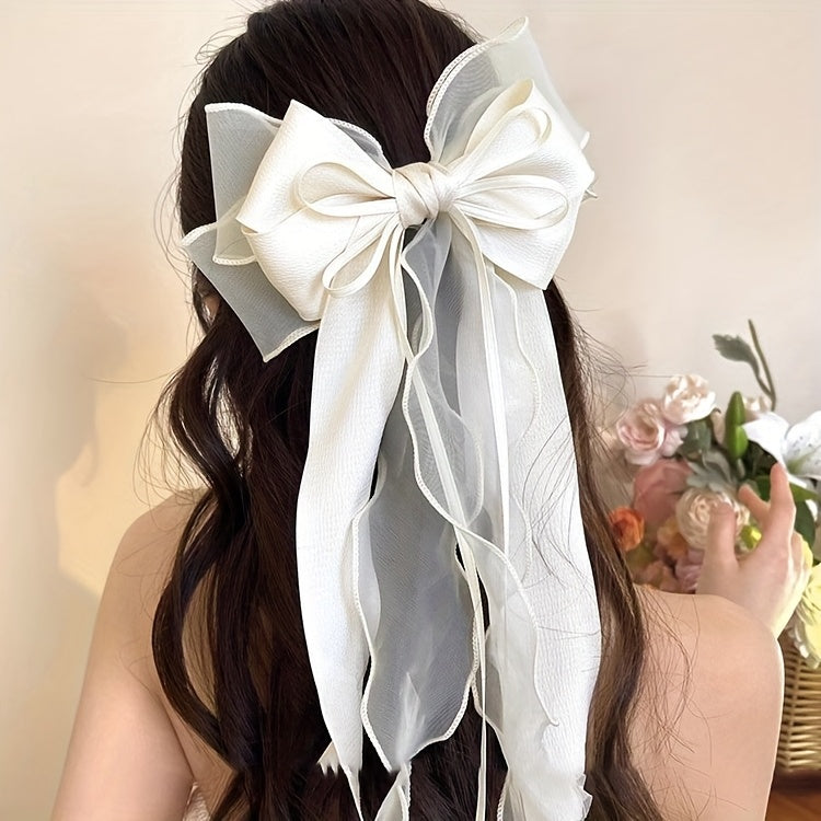Romantic Elegant Lace Bow Hair Clip | Multi-Layered, Valentine's Day Accessory, Ribbon Back Combs for Long Hair