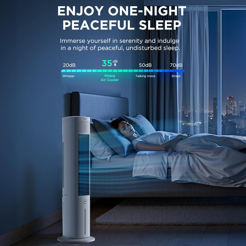 Midea 5L 3-in-1 Portable Air Cooler with Remote - 3 Wind Speeds, 75° Oscillating Function, 7-hour Timer, Whisper-quiet Operation. Doubles As A Humidifier for Enhanced Comfort, Great for Home, Office and Bedroom Use