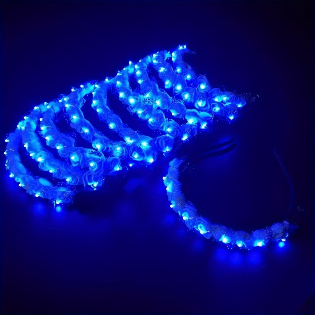 1pc luminous headwear hair hoop luminous flower wreath bride headwear hair hoop night market stall decorations Christmas Halloween headwear accessories