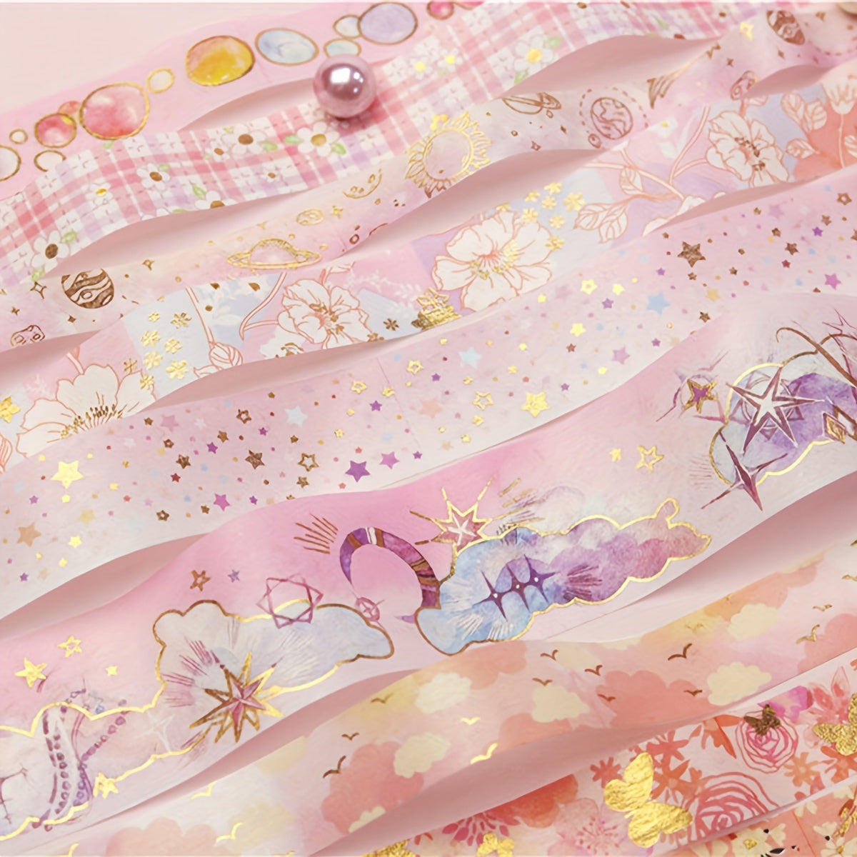 9 Rolls Golden Foil Washi Tape Set