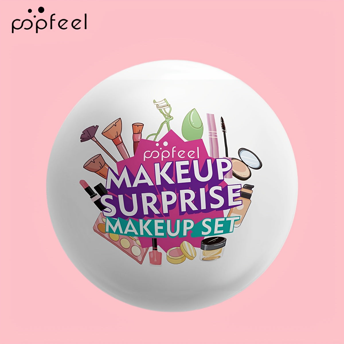 POPFEEL 10pcs Makeup Set, includes blush, eyeshadow, lip gloss, concealer, and more.
