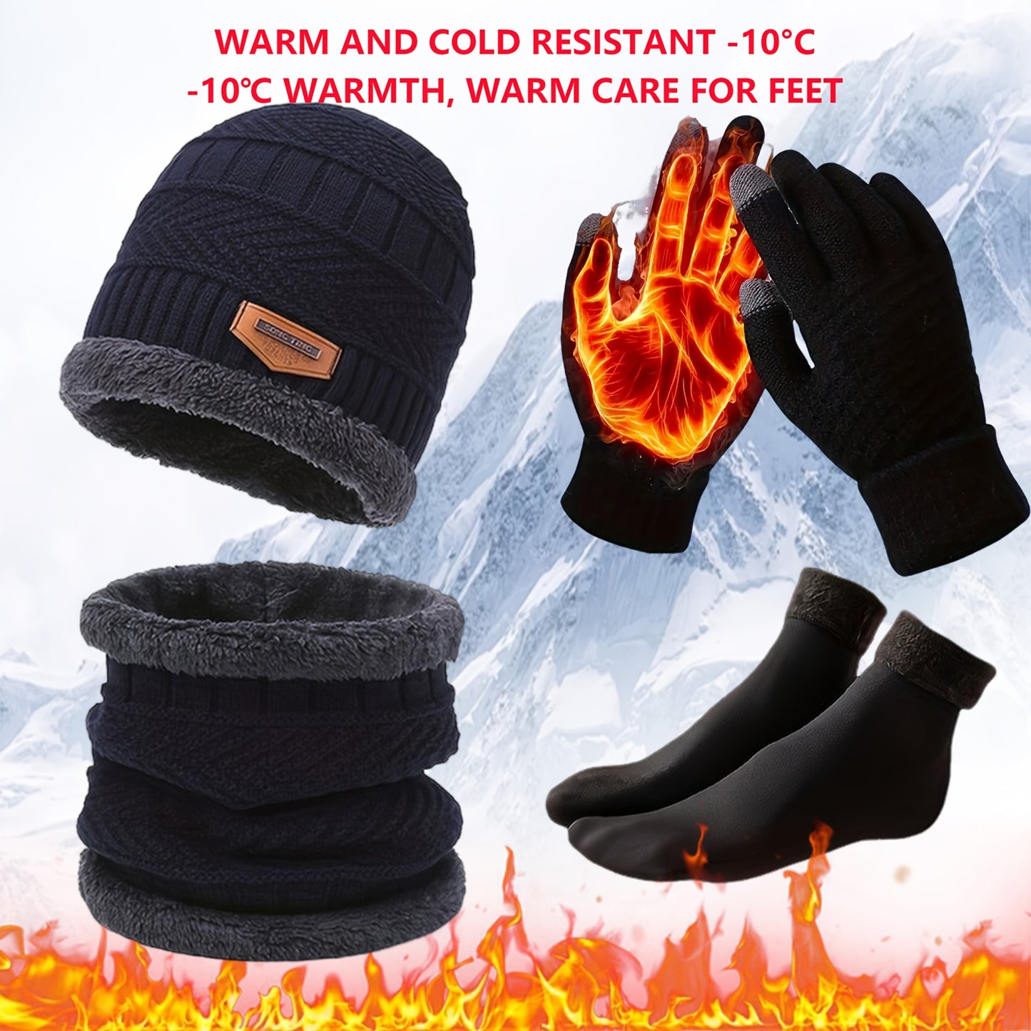 4pcs Men's Thermal Winter Set