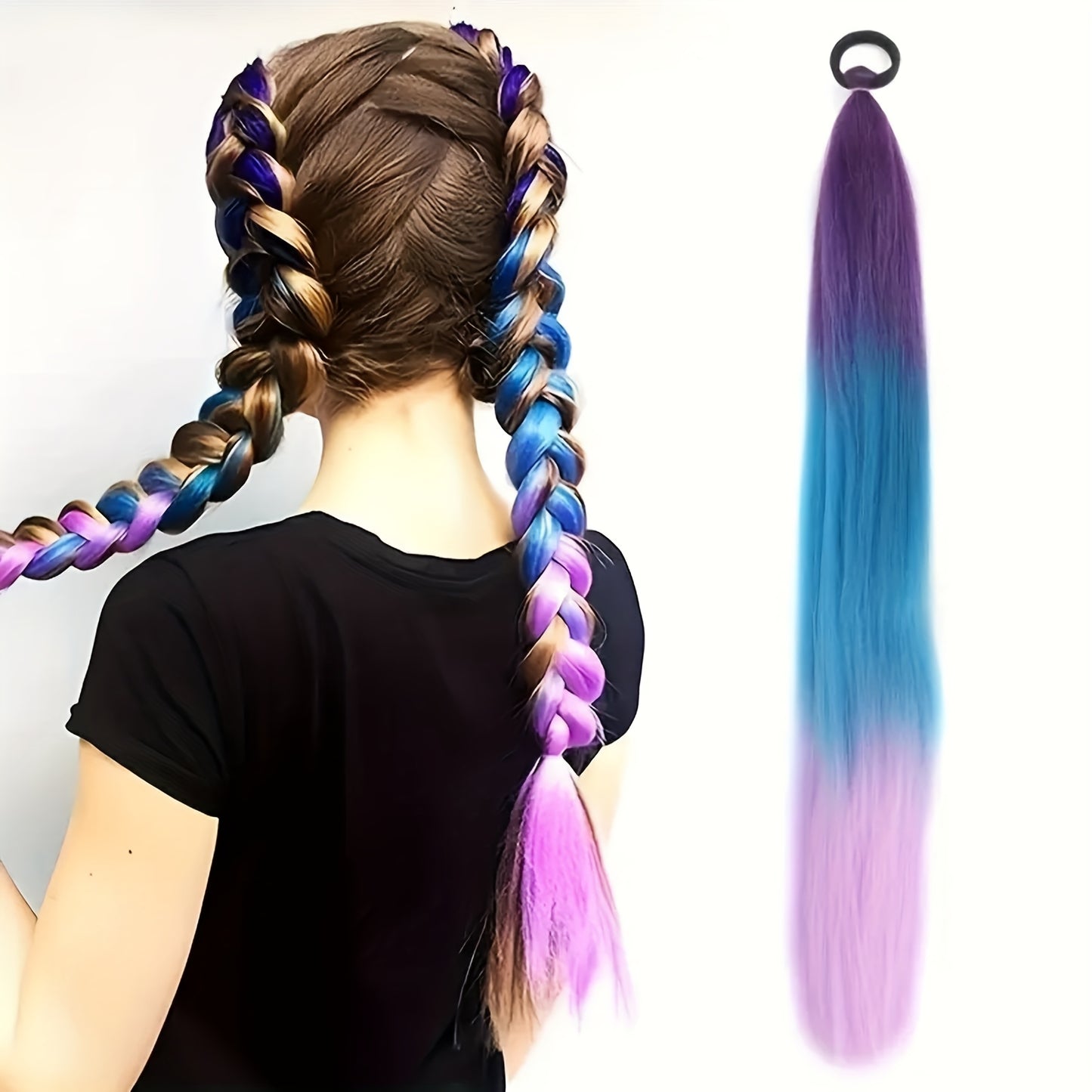 Vibrant Rainbow Gradient Hair Extensions for Women .