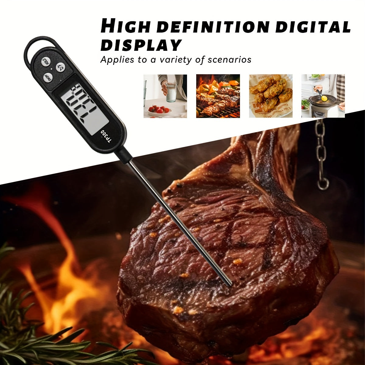 1pc Digital Food Thermometer for Accurate Meat and BBQ Cooking Thermometer, Food Thermometer, Instant Read Meat Thermometer, Termometro Digital Cocina, Baking Thermometer, Digital Cooking Food Thermometer