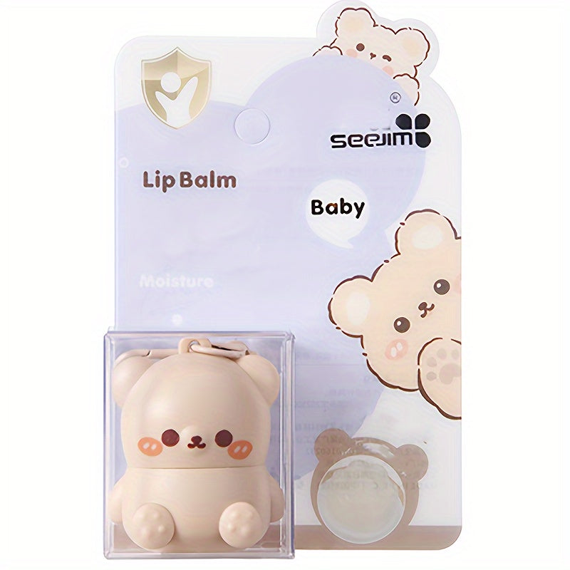 Hypoallergenic Lip Balm - Moisturizing, Soothing for Dry Lips | Cute Cartoon Bear Design, Glossy Finish, Unisex Adult