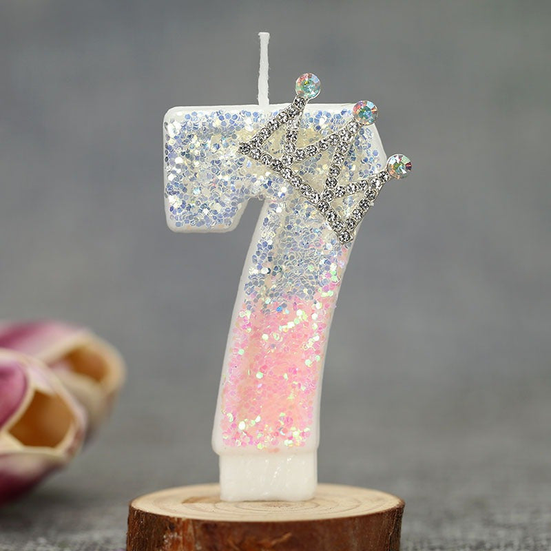 3D Princess Cake Topper Candle, Single Pack Glitter Number Birthday - Paraffin Wax, Single-Wick, Irregular Shape - for Party Decoration Supplies