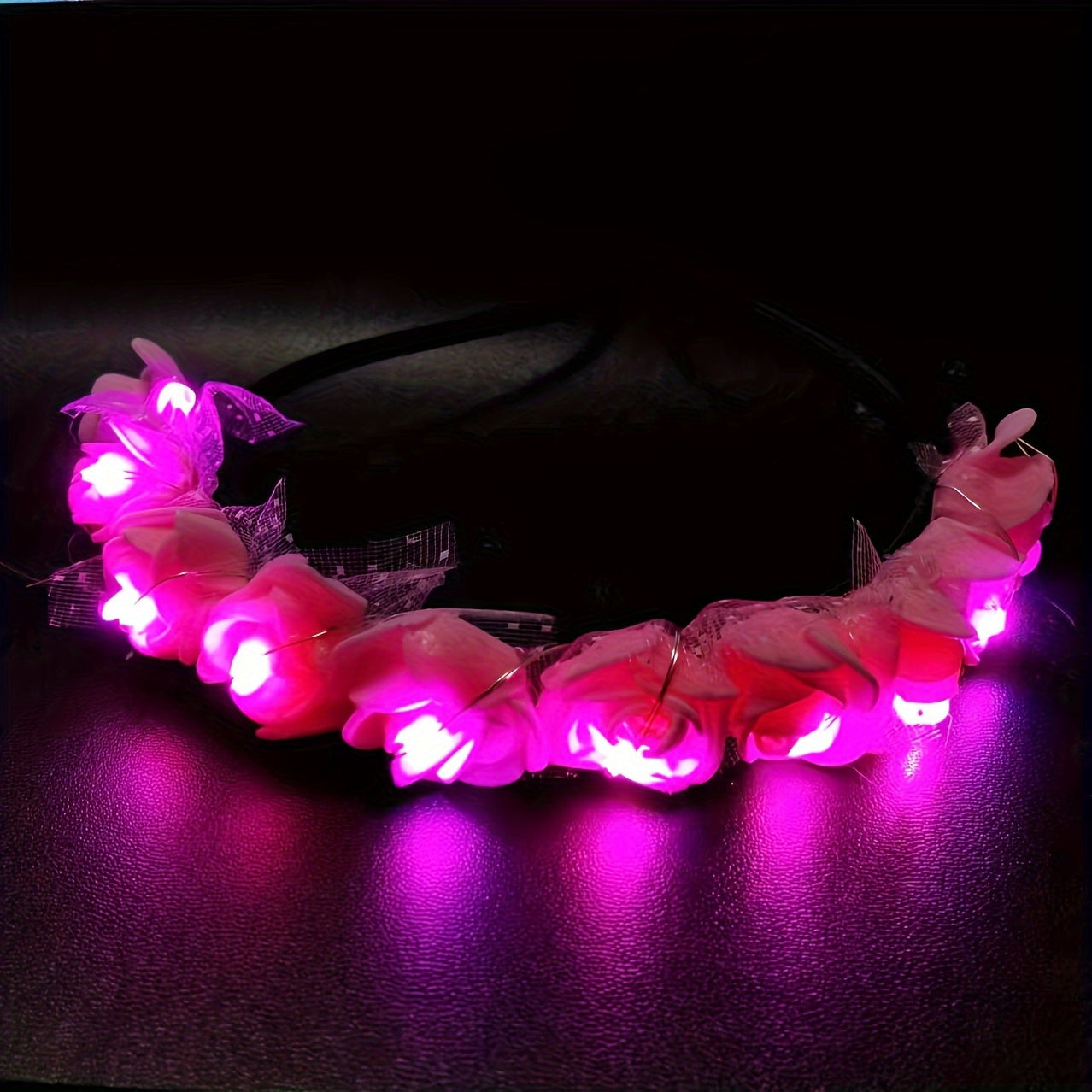 1pc luminous headwear hair hoop luminous flower wreath bride headwear hair hoop night market stall decorations Christmas Halloween headwear accessories
