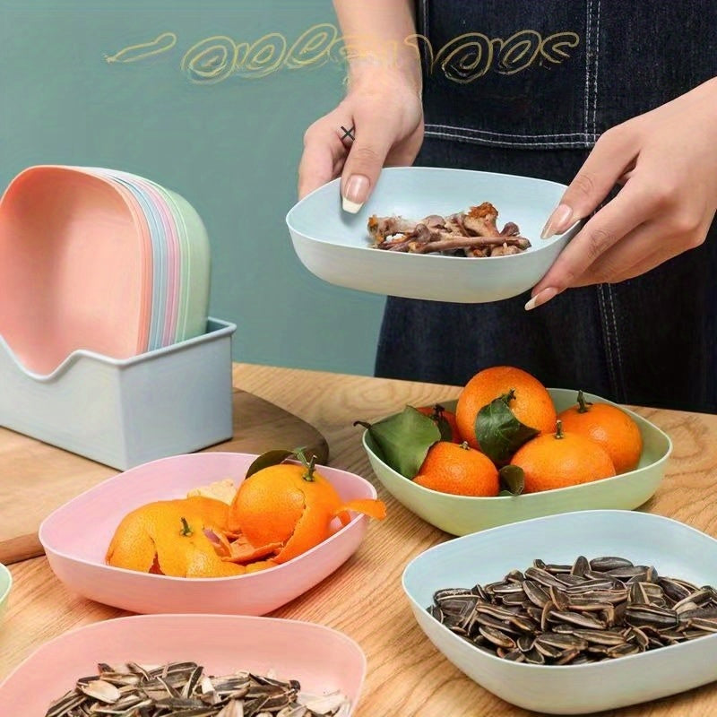10 square plate tray - Portable snack breakfast plate set - Outdoor plate, plastic material - suitable for outdoor camping, picnic dishes, plates, camping plates and cutlery, outdoor cookware, camping, hiking supplies