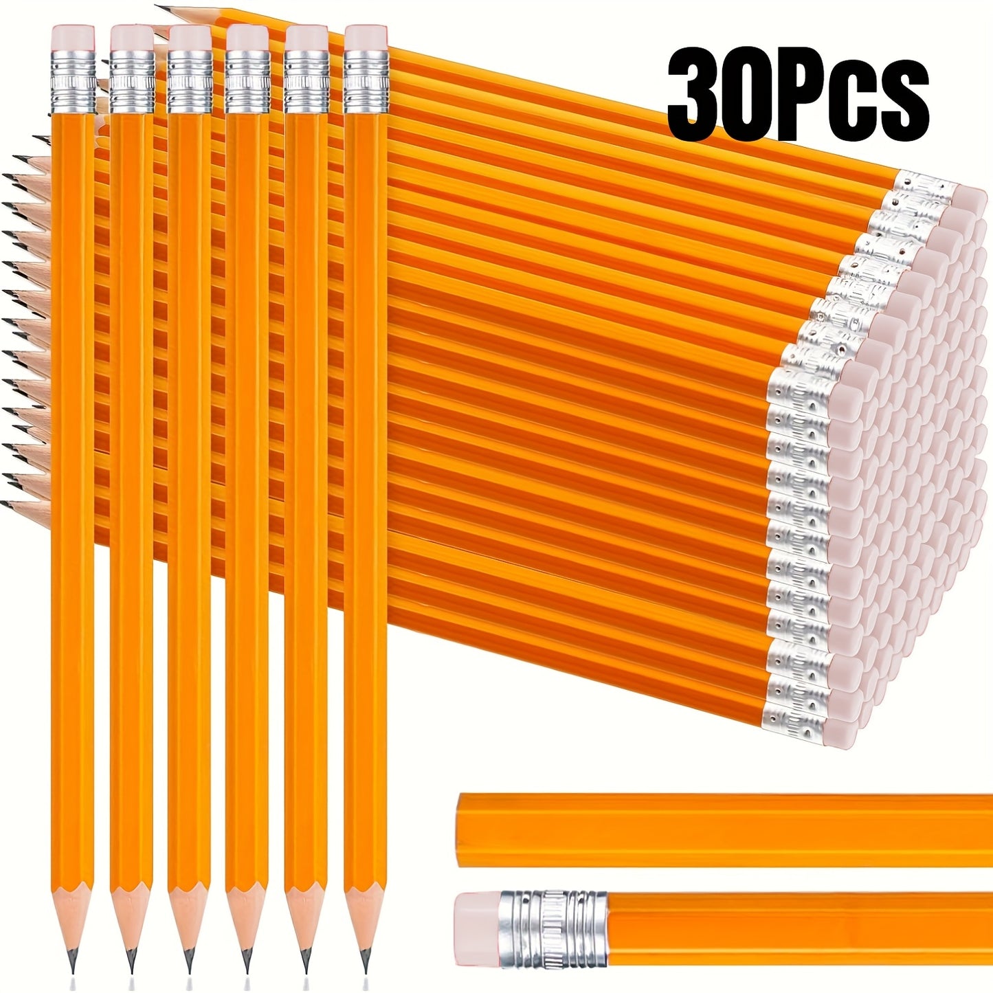 10/30pcs Yellow HB Pencils with Erase