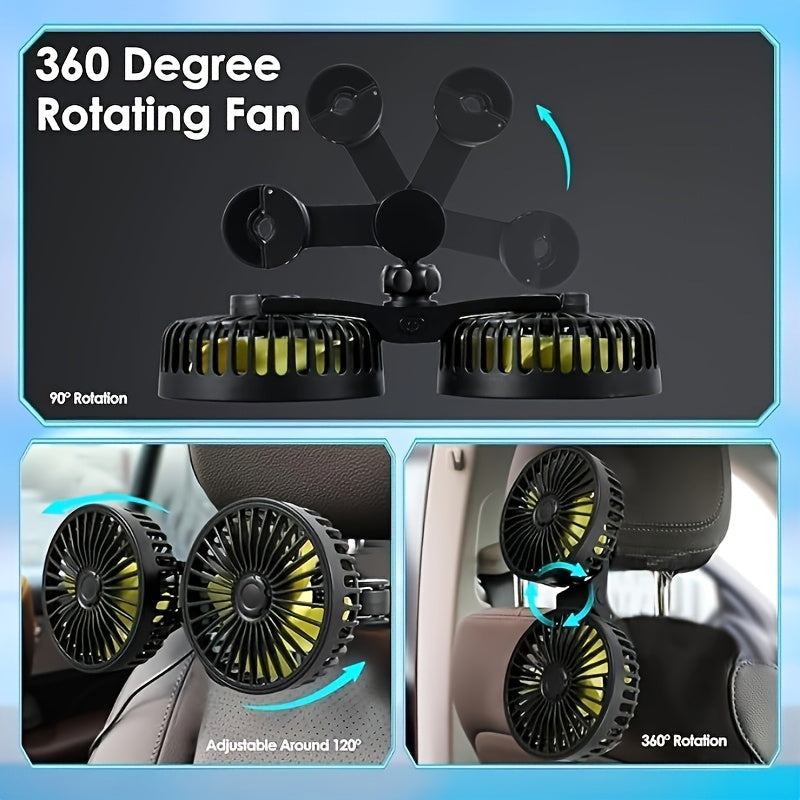 Premium Dual-Head Car Fan with USB Interface