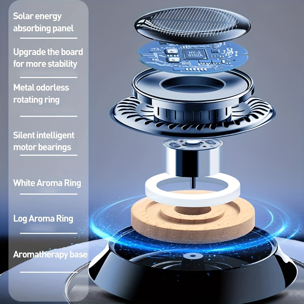 1pc Solar-Powered Rotating Car Aromatherapy Diffuser, Long-Lasting Fragrance, Dashboard Decor, Interior Accessory, Compatible with Balm/Tablets/Sticks