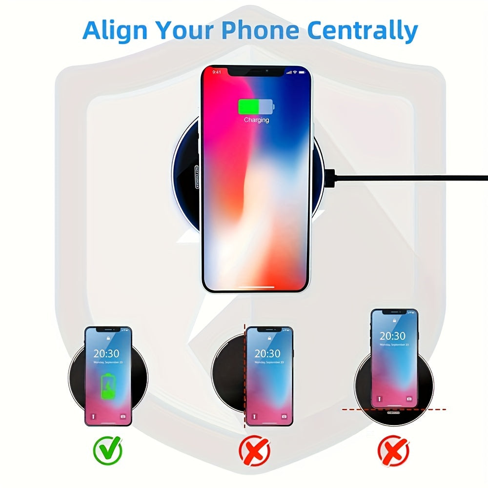 Fast Wireless Charger ALDNOAH Fast Wireless Charger | 15W, USB Type-C Charging Pad, Compatible with iPhone 16 15 14 13 12 Pro Max Mini 11 XS XR X 8 Plus Airpods 4 3 2, Samsung Galaxy S24/S23/S23 Ultra/S22/S22+/S22 Ultra/S21