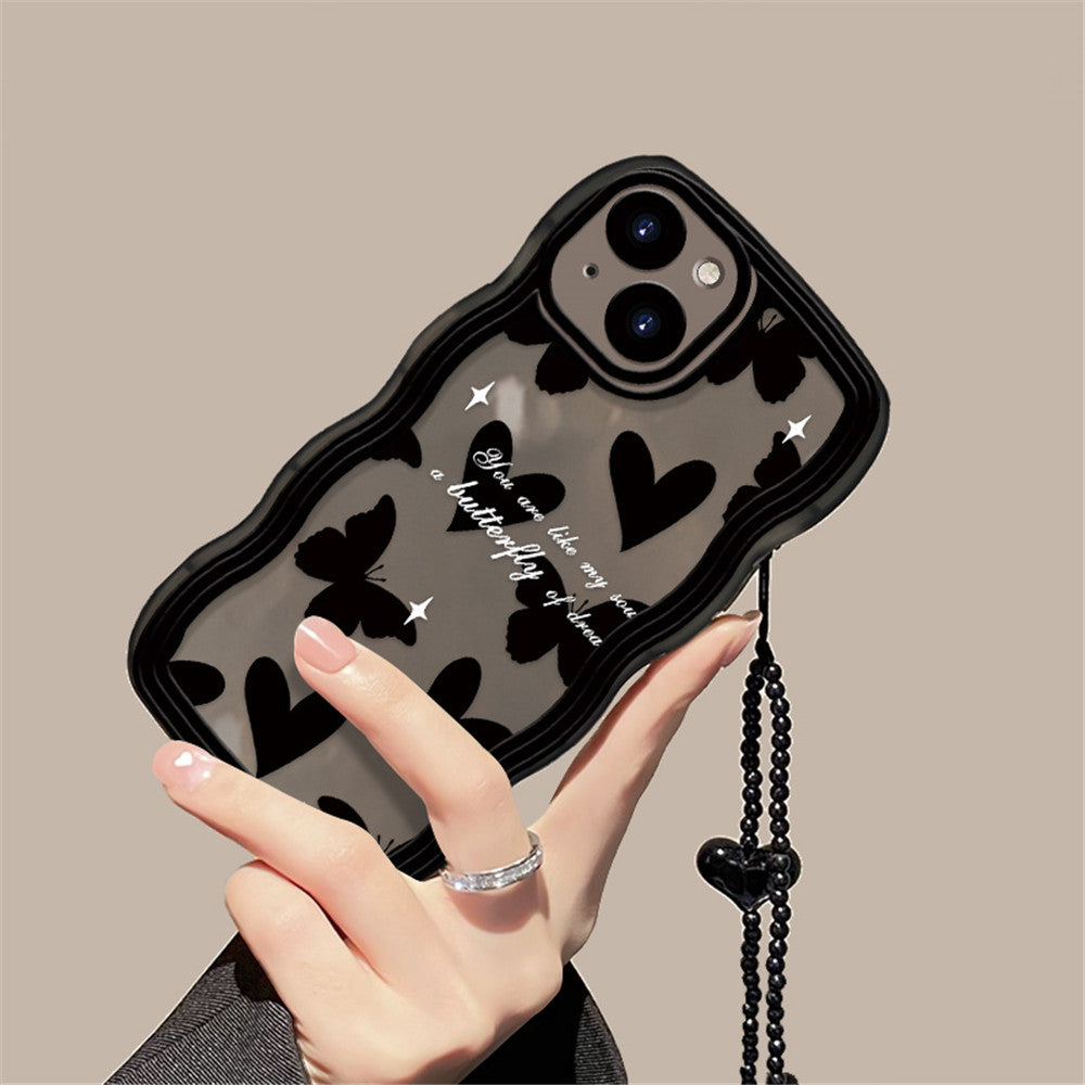 A Heart-Shaped Phone Case with a Butterfly Pattern and a Free Bracelet!