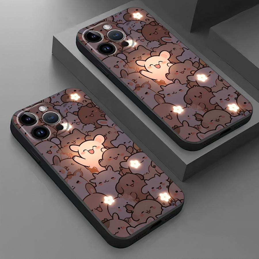 Case for Apple iPhone 16 Pro Max 11 13 15 14 Plus12 Mini Black Soft Shell Phone Cover Cartoon Cute Bear
