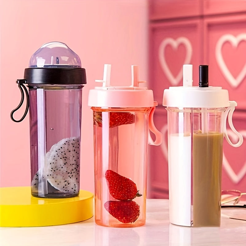 1pc 600ml/21.2oz 420ml/14.8oz Kawaii Double Water Bottles - Portable & Large Capacity - Perfect For Outdoor Activities & Sports