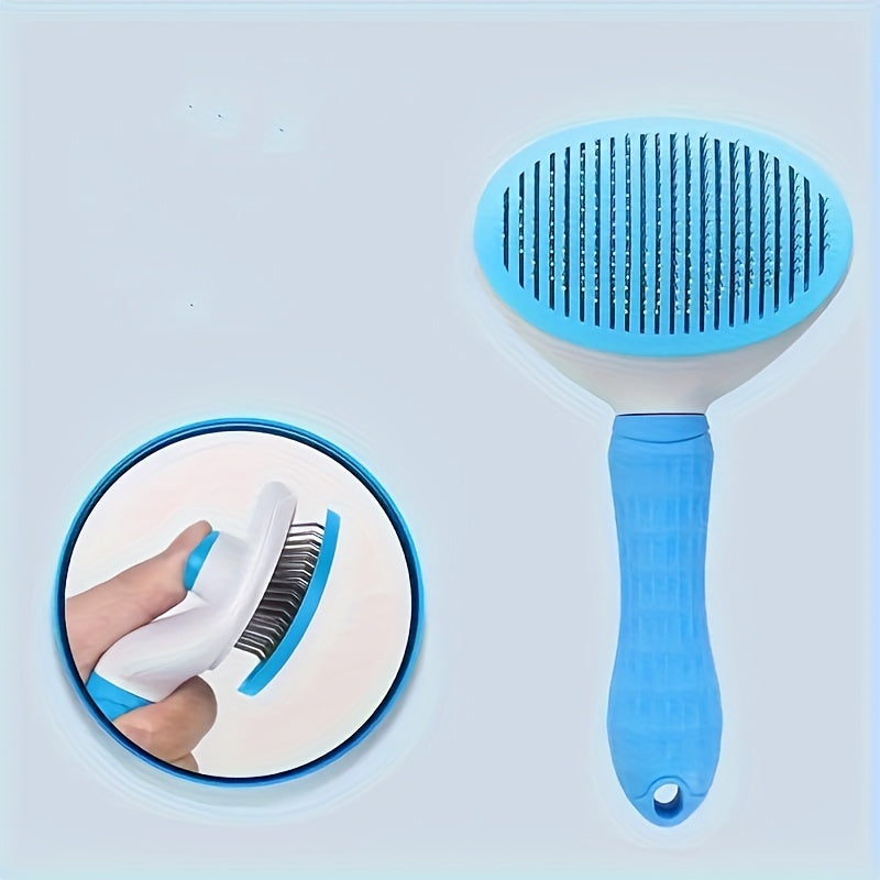 Automatic One-Button Hair Removal Dog and Cat Cleaning Face Comb | Pet Hair Removal Massage Comb, Cat and Dog Needle Comb Beauty Cleaning Brush