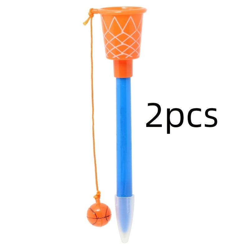 1pc/2pcs Basketball Pens - Plastic Sports Themed Pen with Click-off Cap, Medium Point, Round Body Shape