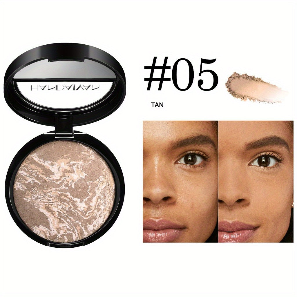 Marble Baked Powder Contour Palette - Nose Shadow, Blush, Highlighter, Long-Lasting Lightweight Foundation, Perfect for All Skin Types, Natural Finish, All-in-One Makeup Kit,