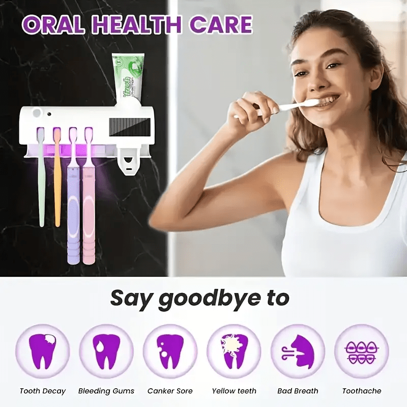 Stylish Smart Toothbrush Holder, Toothbrush UV Sterilizer with Automatic Toothpaste Dispenser, USB Charging, 6 Important Holidays Gifts, Christmas, Halloween, Valentine's Day, Easter etc., Very Suitable for Home Bathrooms and