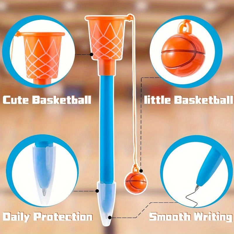 1pc/2pcs Basketball Pens - Plastic Sports Themed Pen with Click-off Cap, Medium Point, Round Body Shape