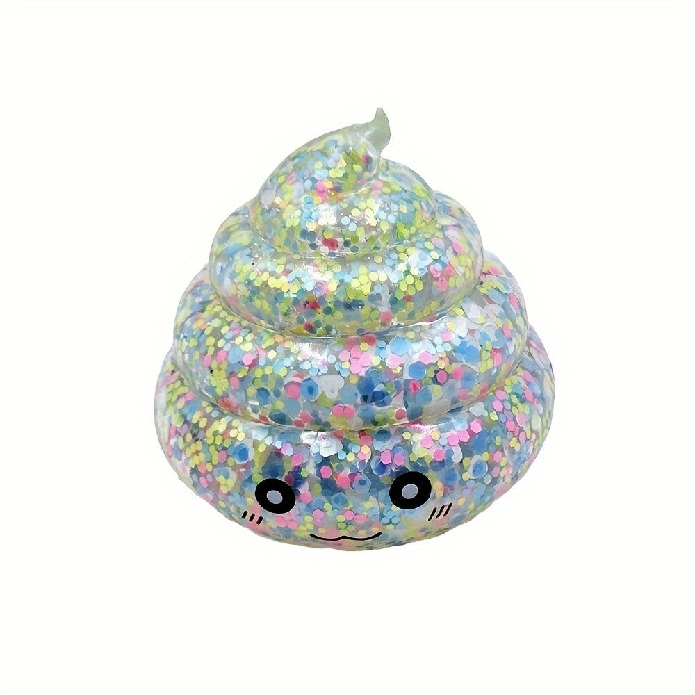 3pcs/set parody prank feces cute maltose pinch music Golden powder glitter feces pinch music squeeze toy (random color)